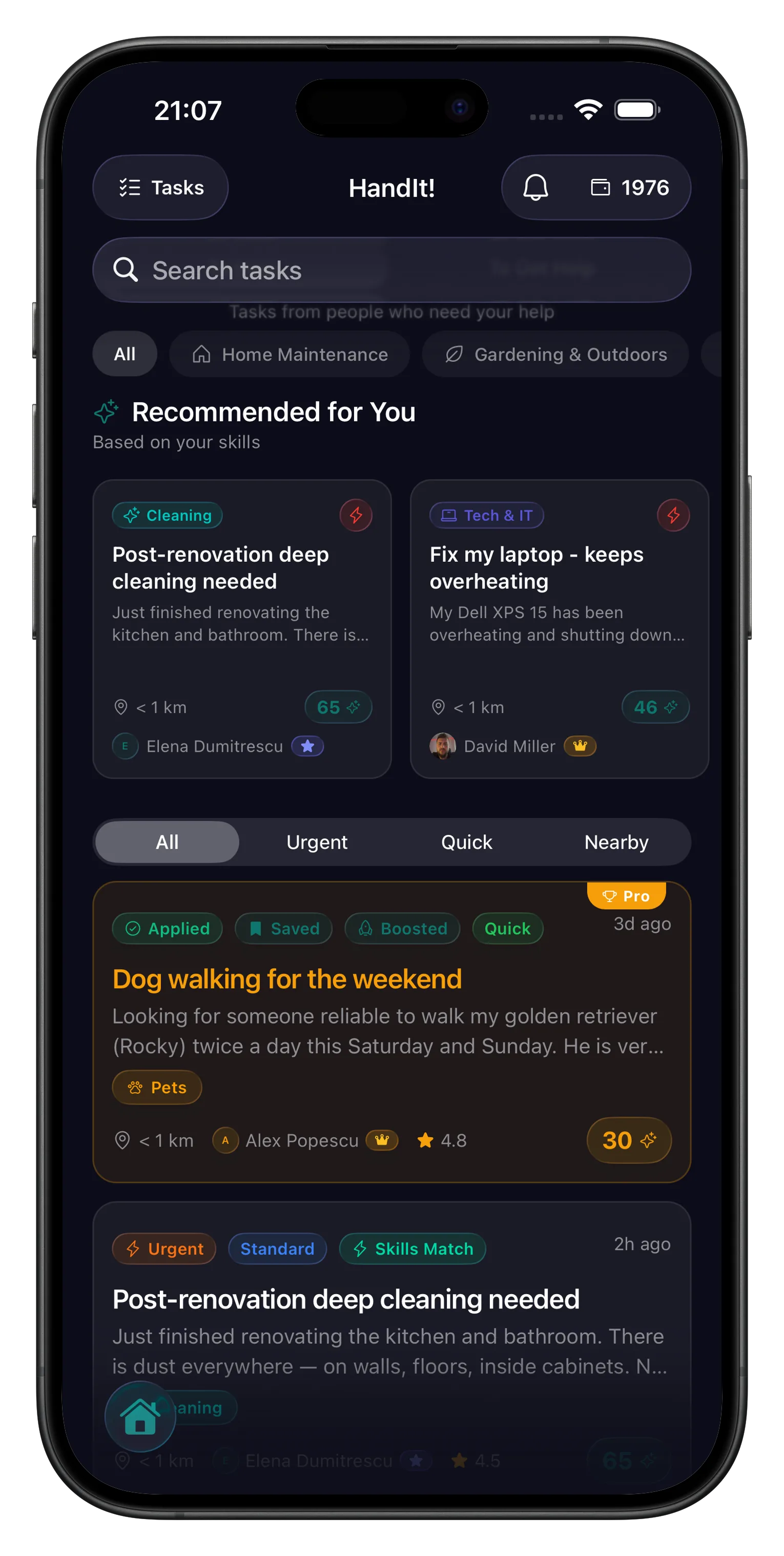 HandIt app - Discover nearby tasks