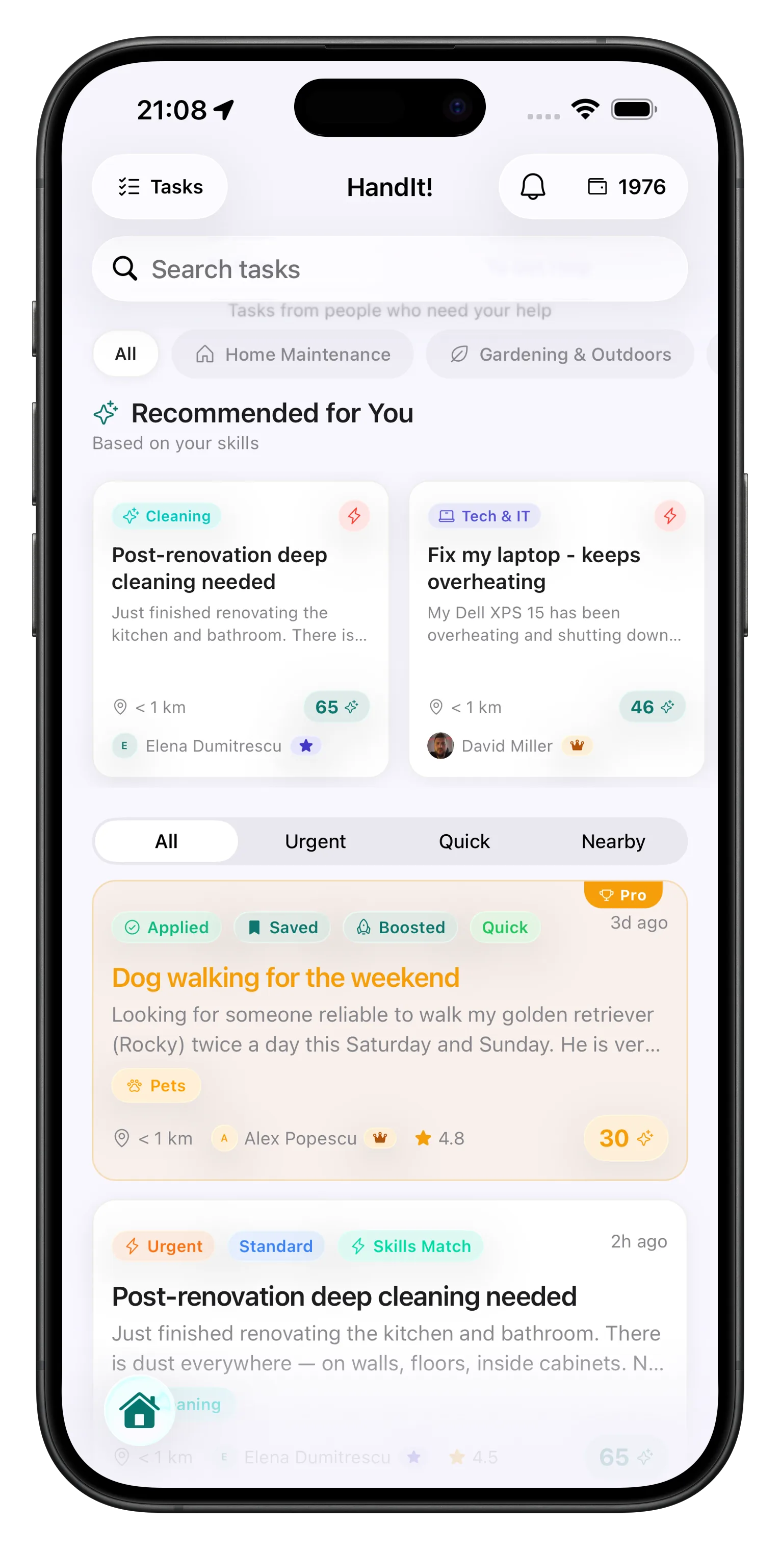 HandIt app - Discover nearby tasks